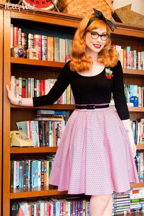 50s Allison Swing Dress In Baby Pink Pin Dots And Black
