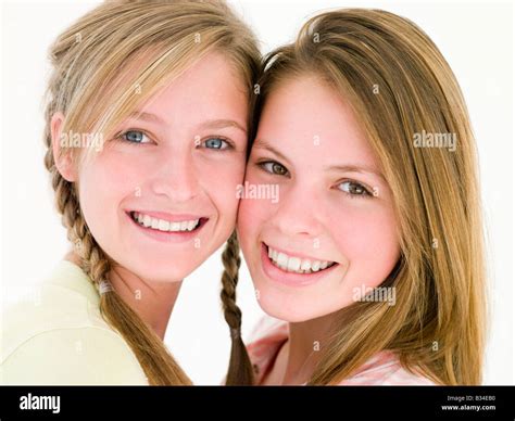 Two Girl Friends Together Smiling Stock Photo Alamy