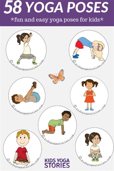 58 Fun And Easy Yoga Poses For Kids Printable Posters Kids Yoga