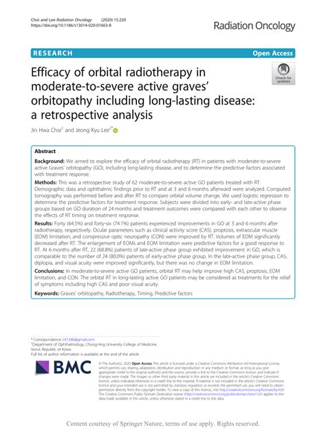 Pdf Efficacy Of Orbital Radiotherapy In Moderate To Severe Active