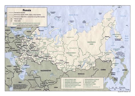 Large Administrative Divisions Map Of Russia 1992 Russia Europe