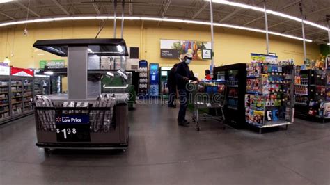 Walmart Retail Grocery Store Interior People In Line At Checkout