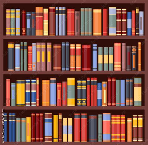 Bookshelf Background Bookcase With Books Vector Library Stock Vector