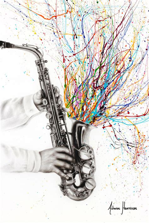the jazz saxophone ashvin harrison acrylic charcoal on canvas canvas art canvas art