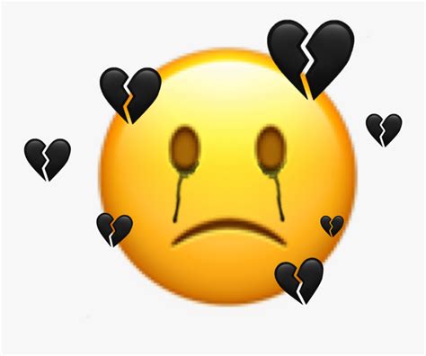 Freetoedit Sticker Emoji Sad Broken Black Mood Free