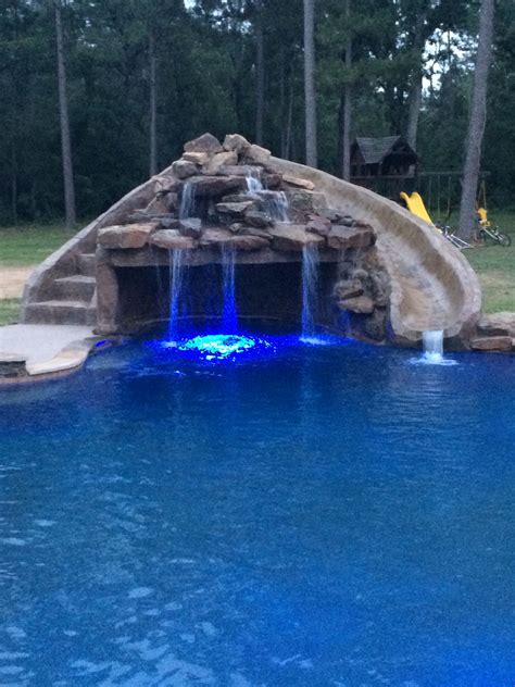 Inground Swimming Poolslidegrottoled Lights Pools Backyard