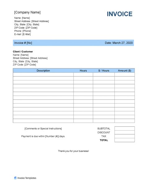 Printable Free Blank Invoice Templates In Pdf Word And Excel Grocery