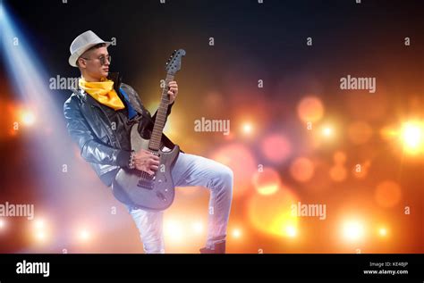 Rock Star On Stage Stock Photo Alamy