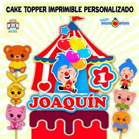 Kit Imprimible Cake Topper Adorno Payaso Plim Plim PrintdiseÑos