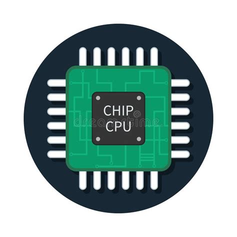 Cpu Icon Chip In Line Style Microchip With Circuit For Processor