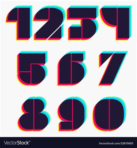 Numbers Set With Stereo Effect Royalty Free Vector Image