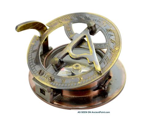 f l west brass round sundial compass vintage marine nautical collectible