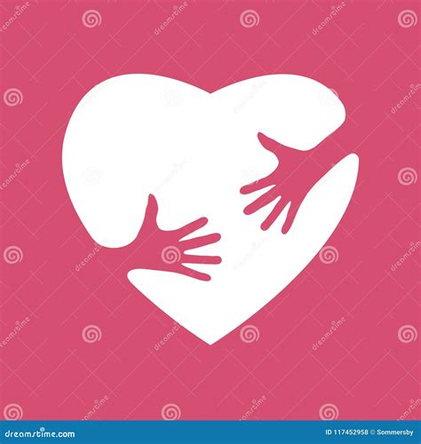 Silhouette Of Heart With Hands Hugging Heart Concept Of Love A Stock
