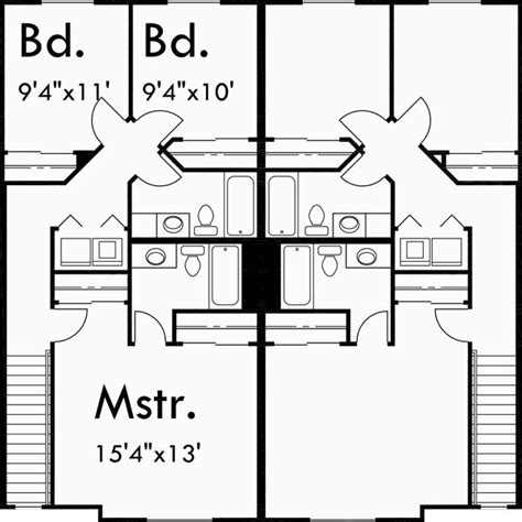 Upper Floor Plan For D 473 Duplex House Plans Row House Plans D 473