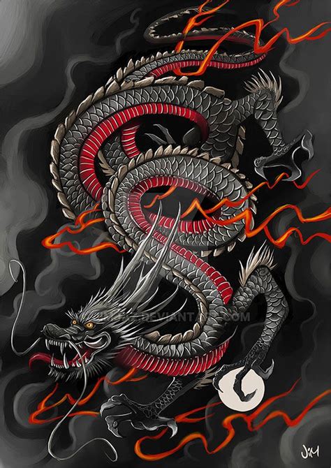 An Image Of A Dragon With Flames On It