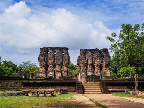The Ancient Ruins Of Sri Lankan Royal Palace In Polonnaruwa Stock