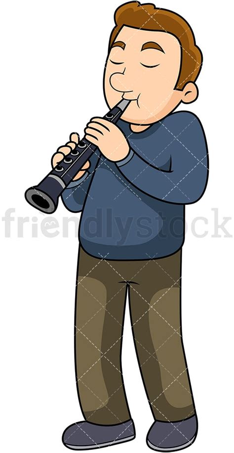 Young Man Playing The Clarinet Cartoon Vector Clipart Friendlystock