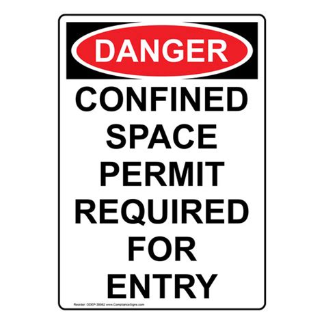 Vertical Confined Space Permit Required For Entry Sign Osha Danger