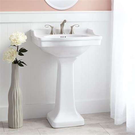 Pedestal Sink Widespread White Placing The Standard Porcelain