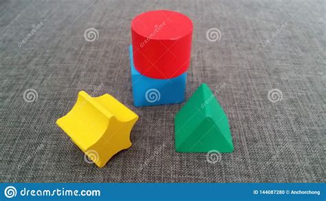 Colorful Shape Blocks Isolated On Grey Background Stock Photo Image