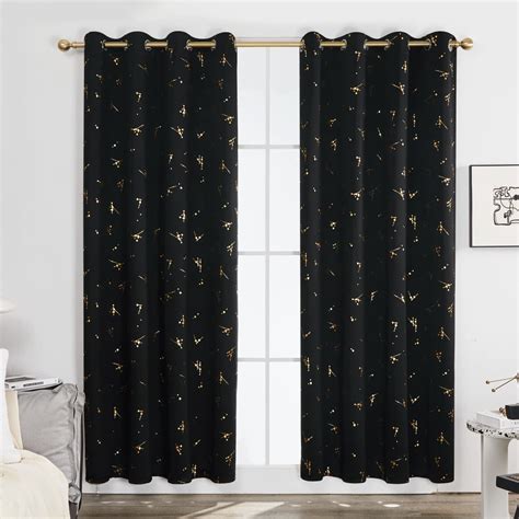 Gold Constellation Grommet Blackout Thermal Curtains 2 Panels Ready