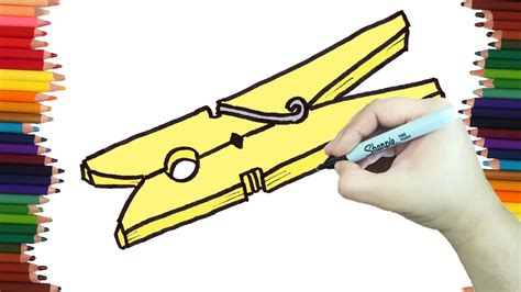 How To Draw Easily A Clothespin Step By Step Youtube