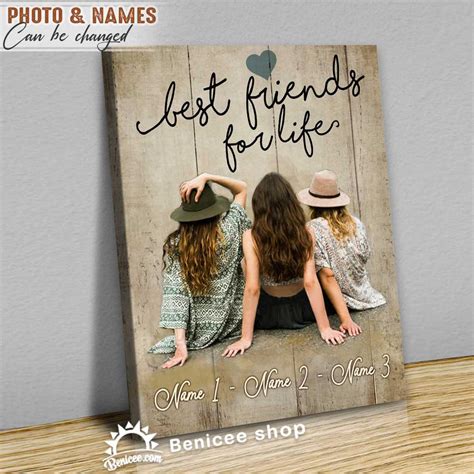 Personalized Friend T Wall Art Canvas Best Friend For Life Top 3 At