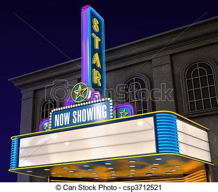 Movie theaters compete with many other forms of entertainment for the time and attention of customers. Clipart of Movie Theatre - Exterior night shot of a retro ...