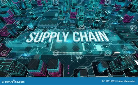 Supply Chain With Digital Technology Concept 3d Rendering Stock
