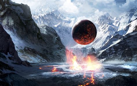 Fireball Illustration Planet Artwork Science Fiction Fantasy Art Hd