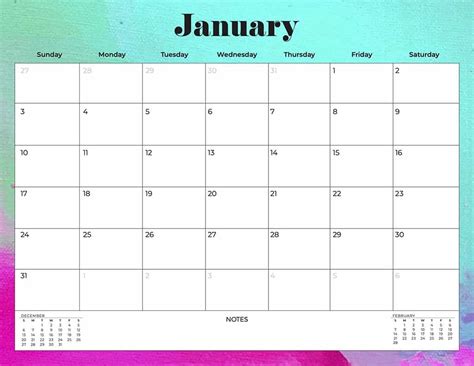 Free Printable Downloadable 2021 Calendar