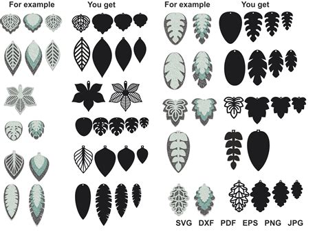 Leaf Earrings Earrings Pendant Template Cut Files Graphic By