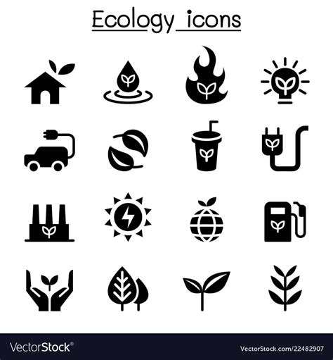 Ecology Sustainable Lifestyle Icon Set Royalty Free Vector