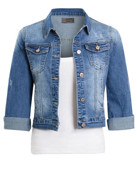 Womens Size 12 10 8 6 Stretch Fitted Denim Jacket Ladies Jean Jackets Blue Ebay