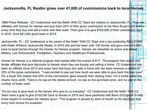 Jacksonville Fl Realtor Gives Over Of Commissions Back To Local
