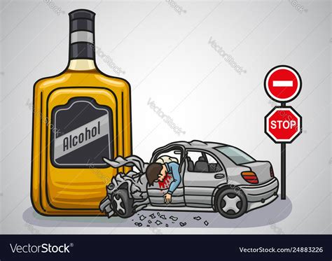 A Drunk Driver Risks To Get Into Car Accident Vector Image