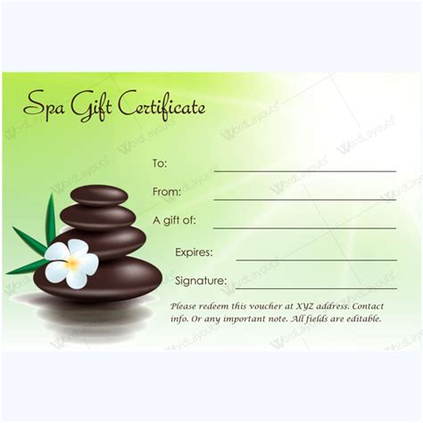 Gift Certificate Word Layouts Massage Gift Certificate Gift