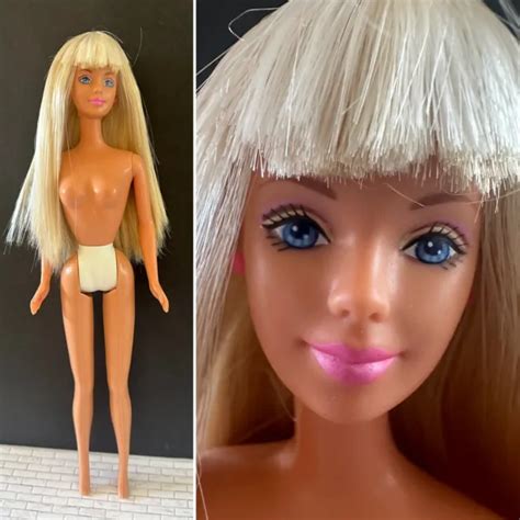 NUDE S BARBIE Doll Long Blonde Hair With Bangs Mackie Pink Lips For OOAK PicClick