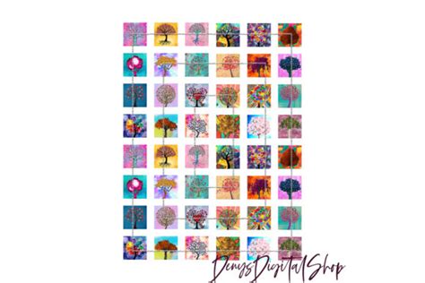 Tree Of Life Colorful Trees Square Image Graphic By Denysdigitalshop