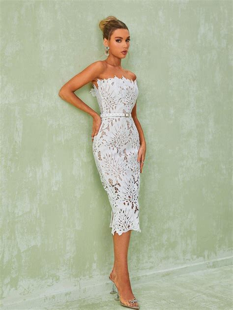 Despina White Lace Midi Dress Mew Mews Fashion