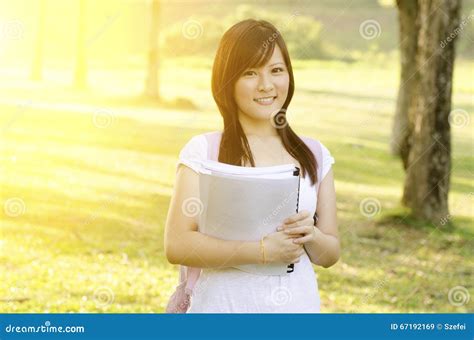 Young Asian College Girl Student Stock Image Image Of Cheerful