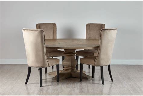 Hadlow Gray 72 Table And 4 Velvet Chairs