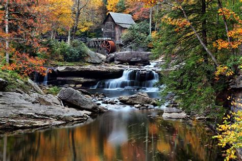 West Virginia Grist Mill Autumn Structures West Virginia Waterfalls