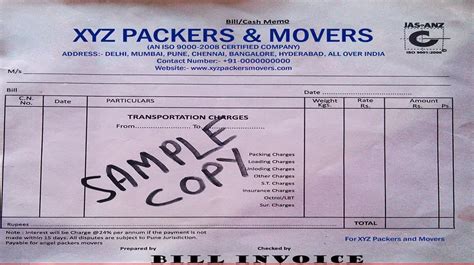 Packers And Movers Bill For Claim Gst Approved