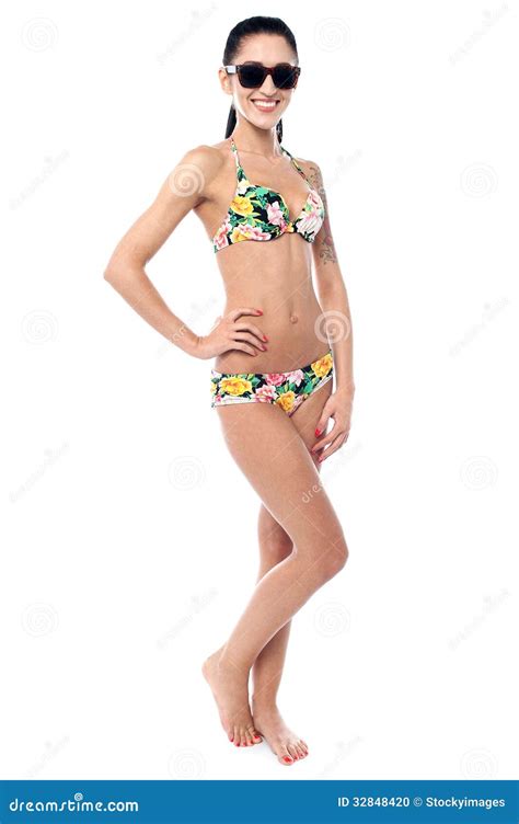 Sensual Bikini Woman Wearing Sunglasses Stock Photo Image Of Length