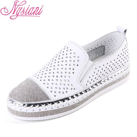 2019 Leather Women Loafers Platform Summer Shoes Round Toe Flat Bottom