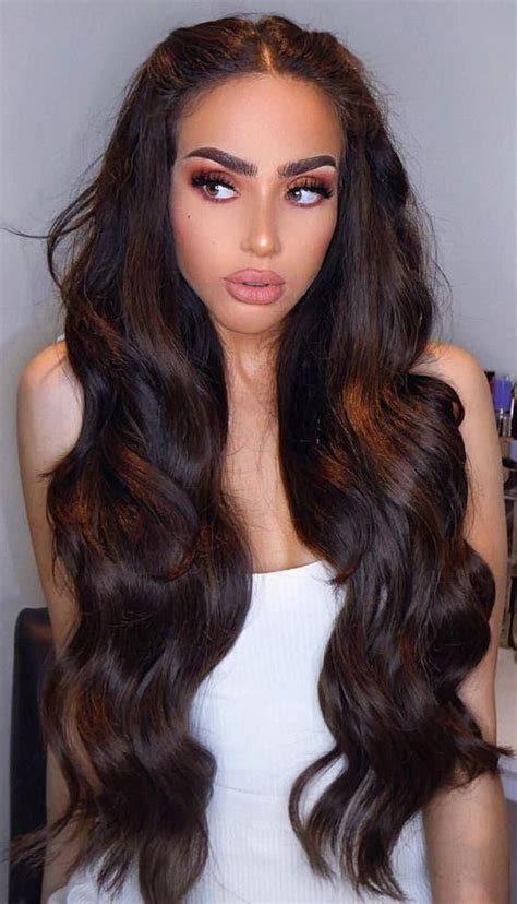 Dark Brown Long Body Wave Full Lace Wig Long Hair Styles Prom