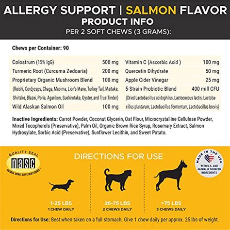 Pet Honesty Dog Allergy Relief Chews Omega 3 Salmon Fish Oil Probiotic