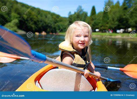 Child Kayaking On The River Stock Photo Image Of Active Girl 72909614