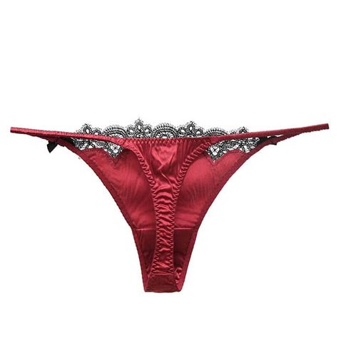 Silk Thong Panty With Pretty Flower Lace Fst